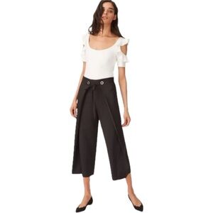 Club Monaco Janetta Crop Wide Leg Flowy Wrap Front Pant Culotte Black 00
